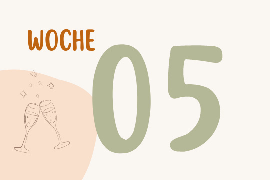 Woche 5 - Eine Strichzeichnung von zwei sich anstoßenden Gläsern Sekt